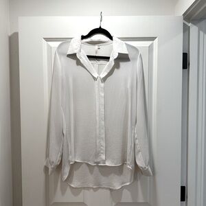 Bellatrix White Long Sleeve Women's Blouse, Size Medium